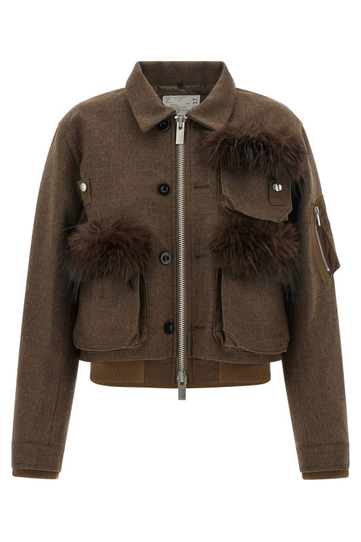 Double collar blouson Brown