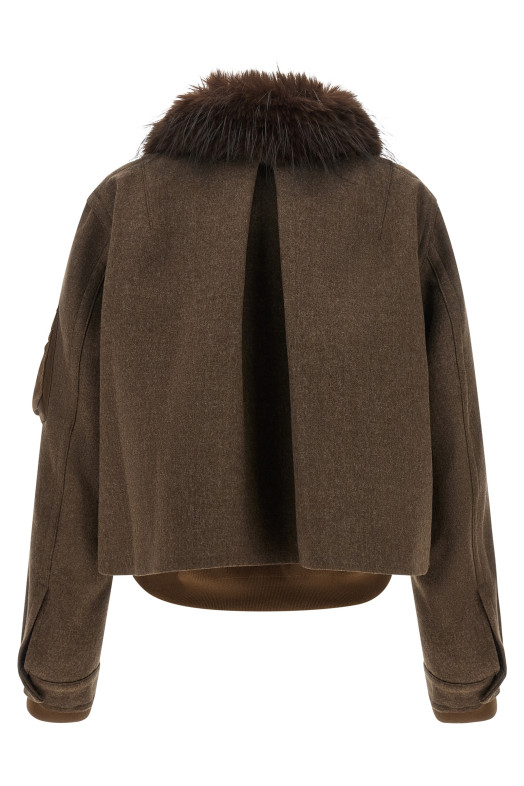 Double collar blouson Brown