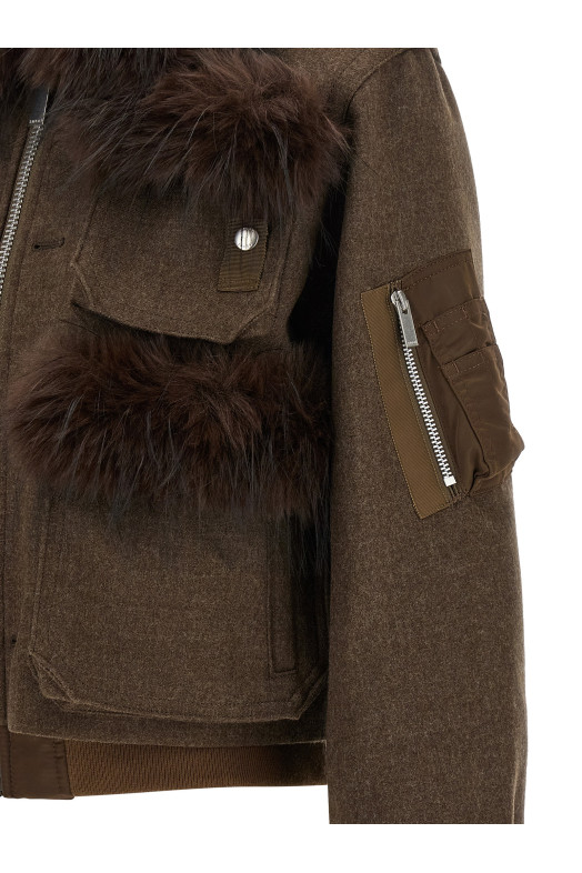 Double collar blouson Brown