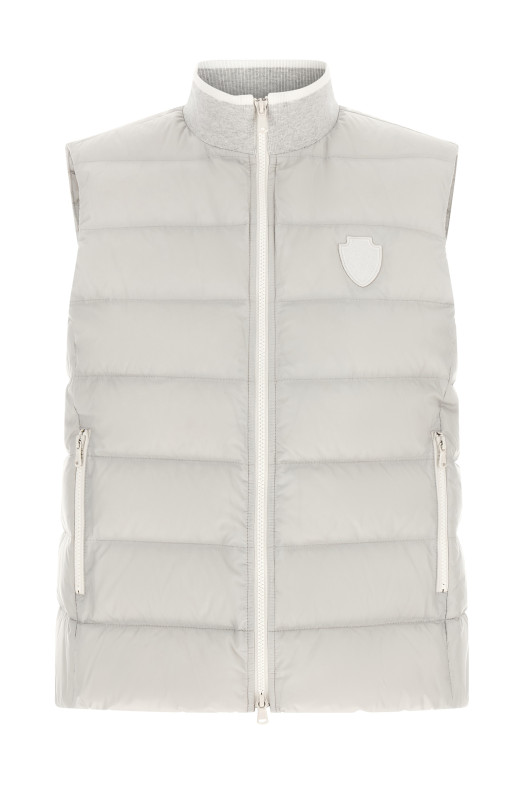 Жилет із геральдичними нашивками, сірий BRUNELLO CUCINELLI MD5983306C3671