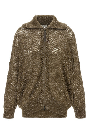 'Dazzling Abstract Leaf' cardigan Brown