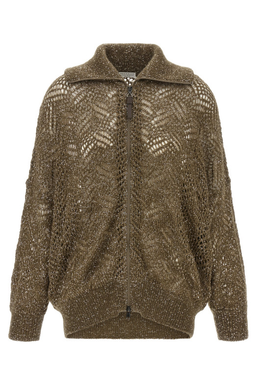 'Dazzling Abstract Leaf' cardigan Brown