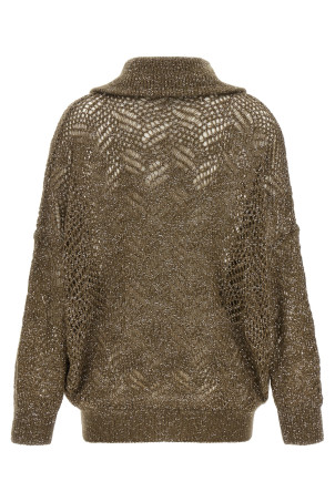 'Dazzling Abstract Leaf' cardigan Brown