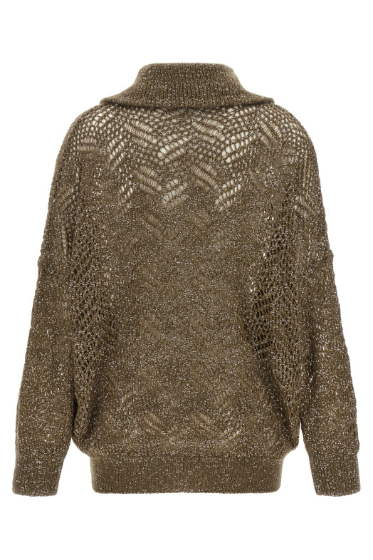 'Dazzling Abstract Leaf' cardigan Brown