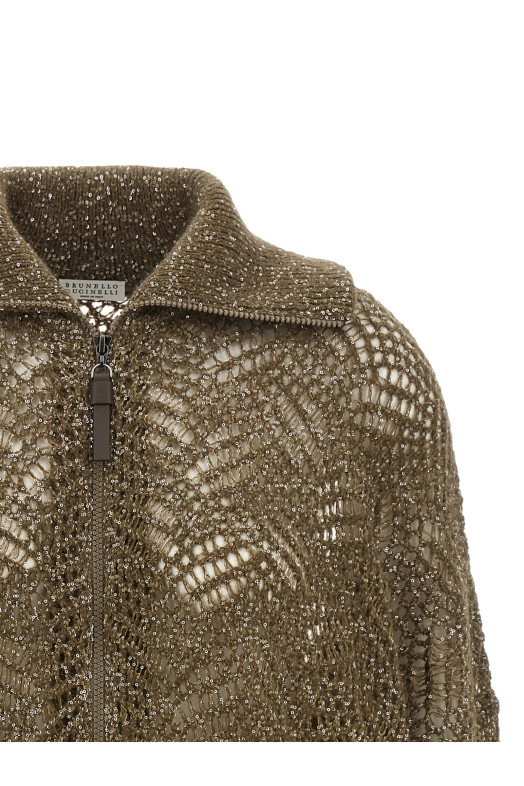 'Dazzling Abstract Leaf' cardigan Brown