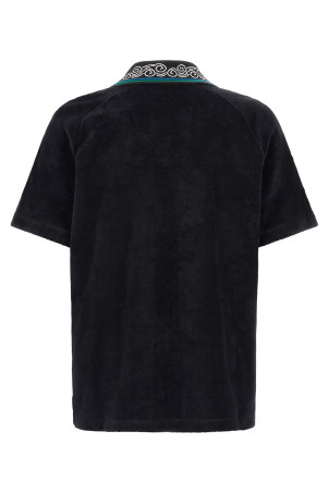 'Towelling' jacquard polo shirt Black