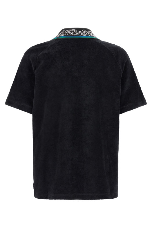 'Towelling' jacquard polo shirt Black