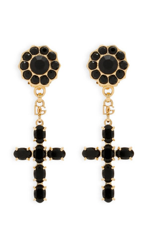 Сережки-підвіски у формі хреста, золоті DOLCE & GABBANA WEQ6D2W1111ZOO00