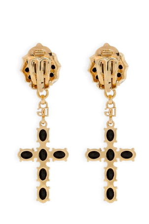Сережки-підвіски у формі хреста, золоті DOLCE & GABBANA WEQ6D2W1111ZOO00