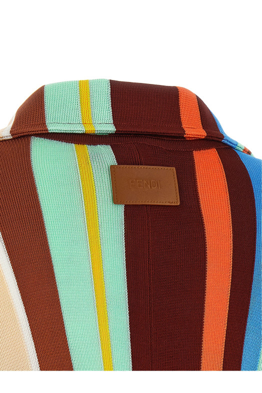 Striped poncho with fringes Multicolor