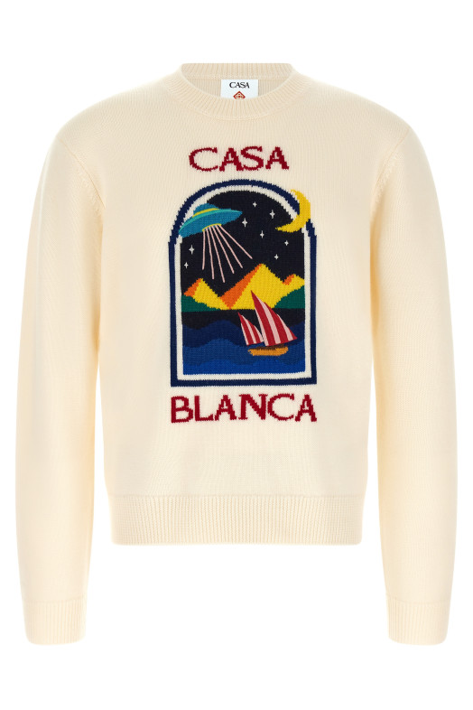 'Pyramid Abduction' sweater White