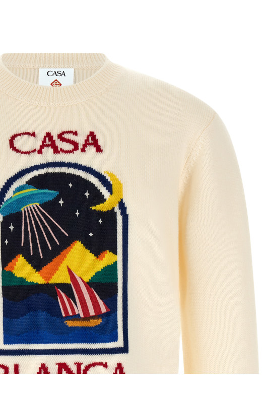 'Pyramid Abduction' sweater White