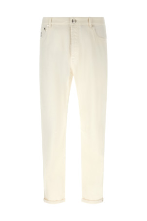 Джинси з вишитим логотипом, білі BRUNELLO CUCINELLI M277PX1290C7210