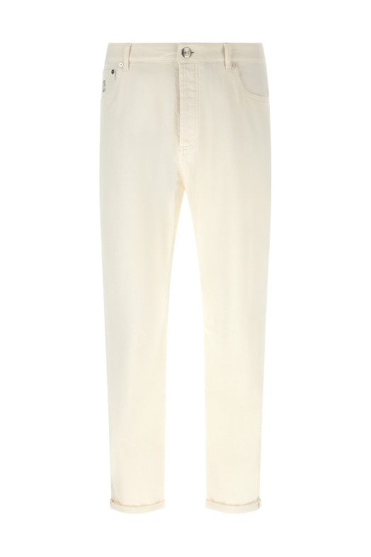 Джинси з вишитим логотипом, білі BRUNELLO CUCINELLI M277PX1290C7210