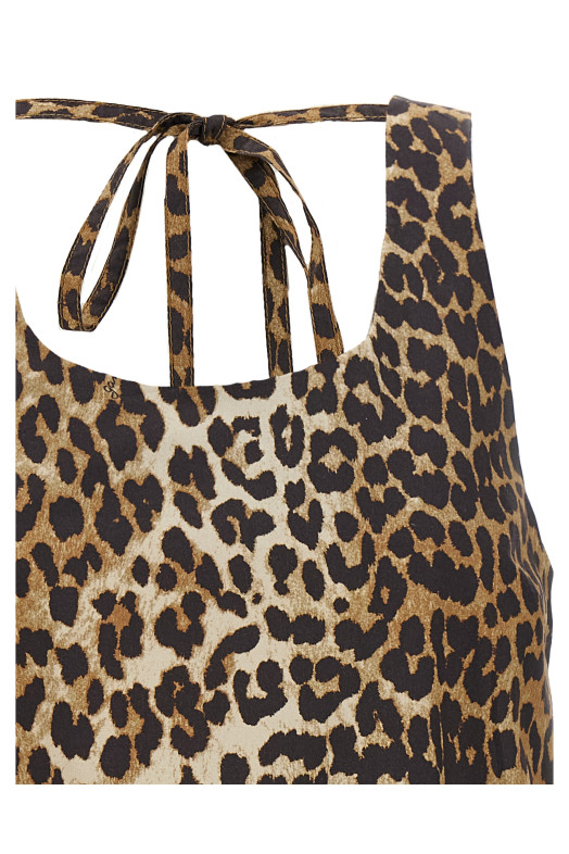 'Leopard Cotton Poplin Mini' dress Brown