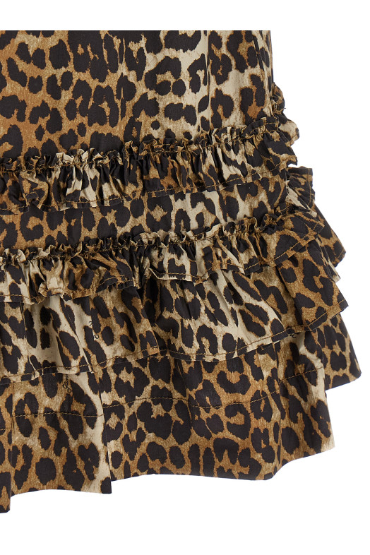 'Leopard Cotton Poplin Mini' dress Brown