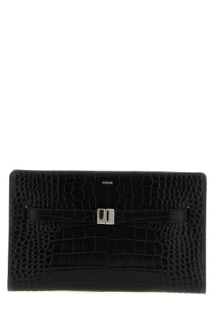 Crocodile-print leather Crossbody bag Black