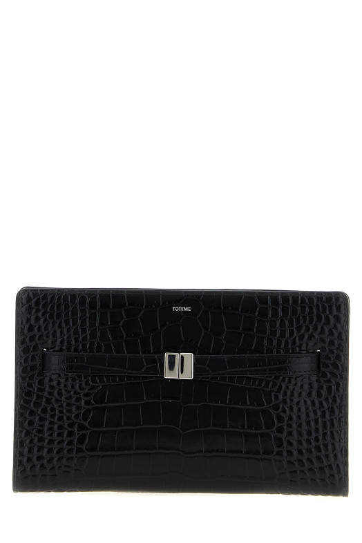 Crocodile-print leather Crossbody bag Black