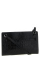 Crocodile-print leather Crossbody bag Black