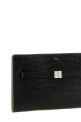 Crocodile-print leather Crossbody bag Black