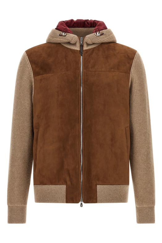 Suede and cashmere bomber jacket  Brown
