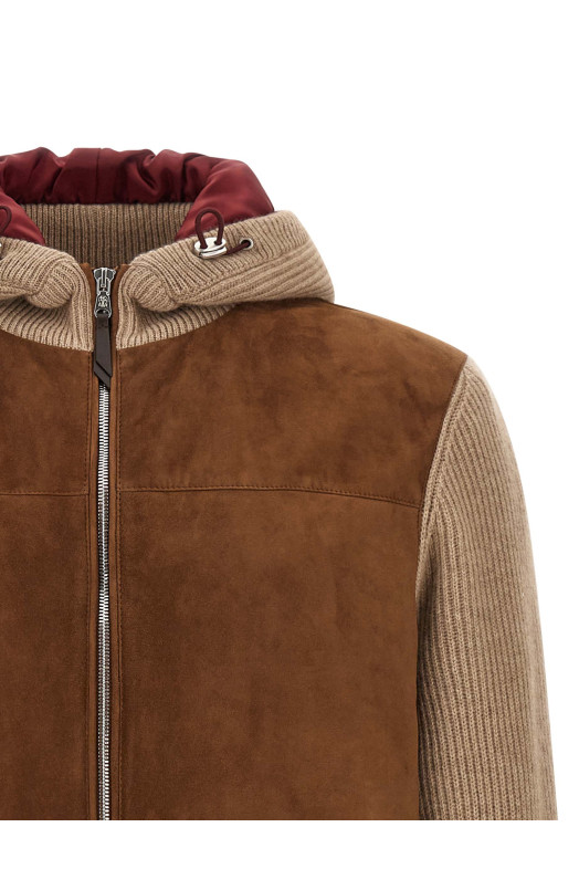 Suede and cashmere bomber jacket  Brown