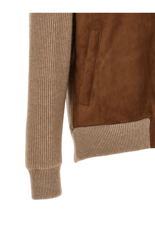 Suede and cashmere bomber jacket  Brown