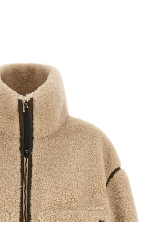 Teddy cropped jacket Beige