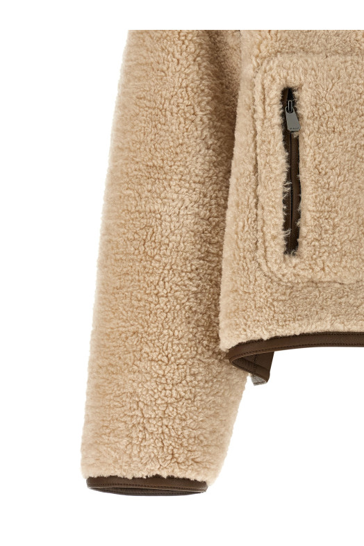 Teddy cropped jacket Beige
