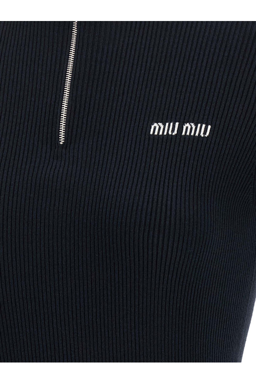 Вязаное мини-платье синего цвета MIU MIU MMA948SOOO12ZLF0008