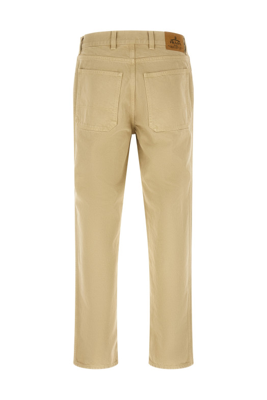 Джинси з трикутним логотипом, бежеві PRADA GEP446SUMO1954F0630
