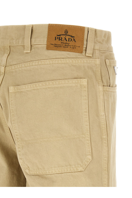 Джинси з трикутним логотипом, бежеві PRADA GEP446SUMO1954F0630