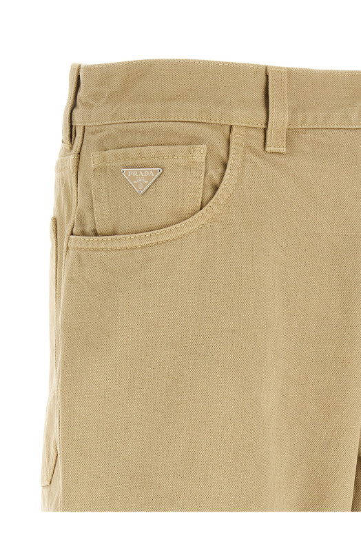 Джинси з трикутним логотипом, бежеві PRADA GEP446SUMO1954F0630