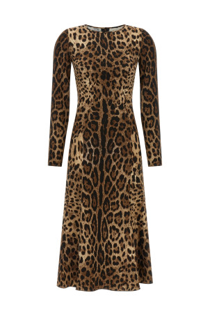 Платье с животным принтом, коричневое DOLCE & GABBANA F6AUVTFSRKIHY13M