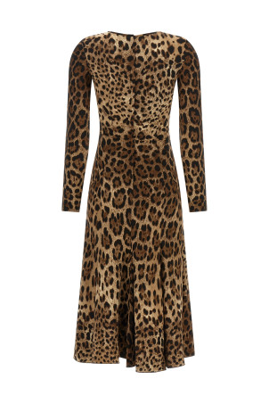 Платье с животным принтом, коричневое DOLCE & GABBANA F6AUVTFSRKIHY13M