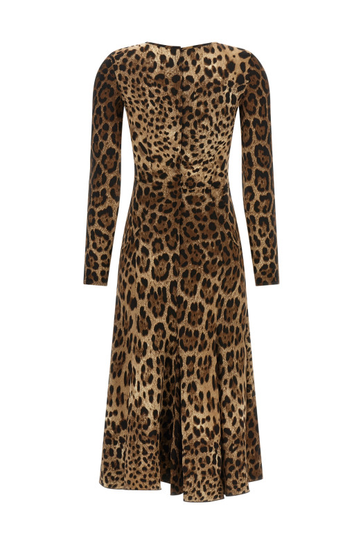 Платье с животным принтом, коричневое DOLCE & GABBANA F6AUVTFSRKIHY13M