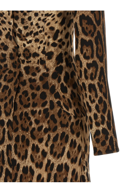 Платье с животным принтом, коричневое DOLCE & GABBANA F6AUVTFSRKIHY13M