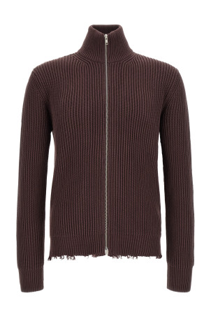 Хлопковый свитер с высоким воротником и ребристой вязкой, коричневый MM6 MAISON MARGIELA SH0AM0021M13039144