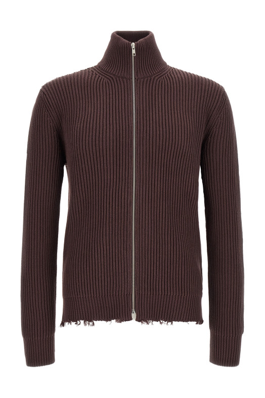 Ribbed cotton turtleneck sweater Brown