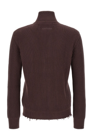 Хлопковый свитер с высоким воротником и ребристой вязкой, коричневый MM6 MAISON MARGIELA SH0AM0021M13039144
