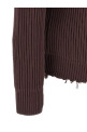 Ribbed cotton turtleneck sweater Brown