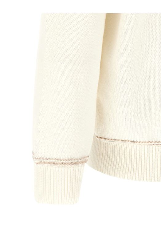 Кардиган с плетеными жаккардовыми вставками на плечах, бежевый BRUNELLO CUCINELLI M28709406CPK51