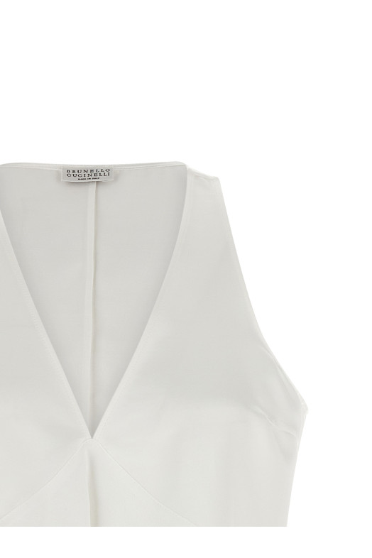Топ із твілу «Fluid White» BRUNELLO CUCINELLI MH530DX702C600