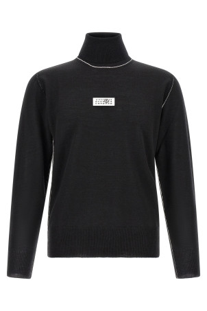 Свитер с высоким воротником и контрастной отстрочкой, черный MM6 MAISON MARGIELA SH0HA0009M13037900