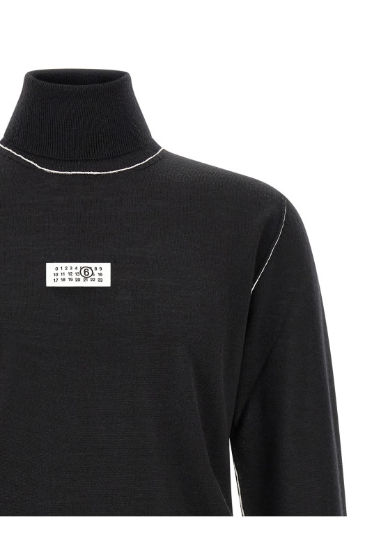 Свитер с высоким воротником и контрастной отстрочкой, черный MM6 MAISON MARGIELA SH0HA0009M13037900