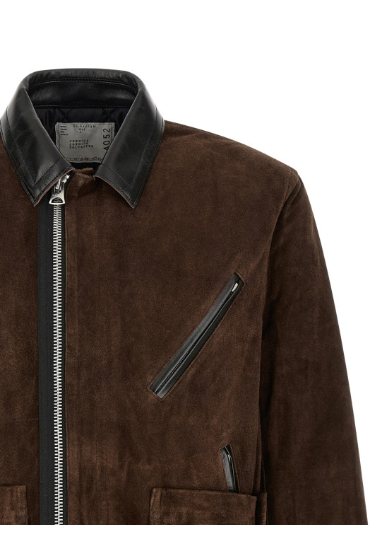 Suede blouson Brown