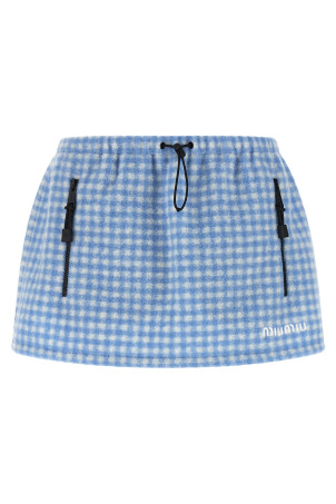 Fleece-effect vichy skirt BLUE