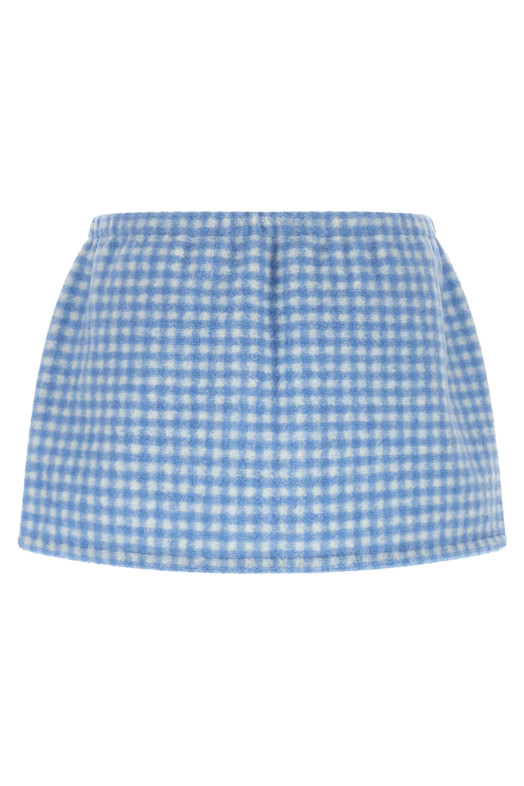 Fleece-effect vichy skirt BLUE