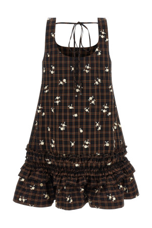 'Check Flower' dress Brown