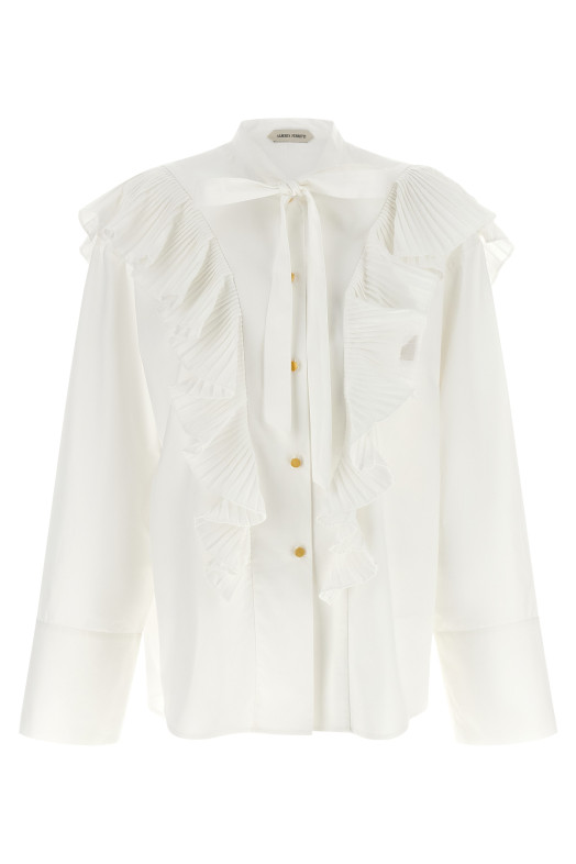 Pleated ruffle shirt White